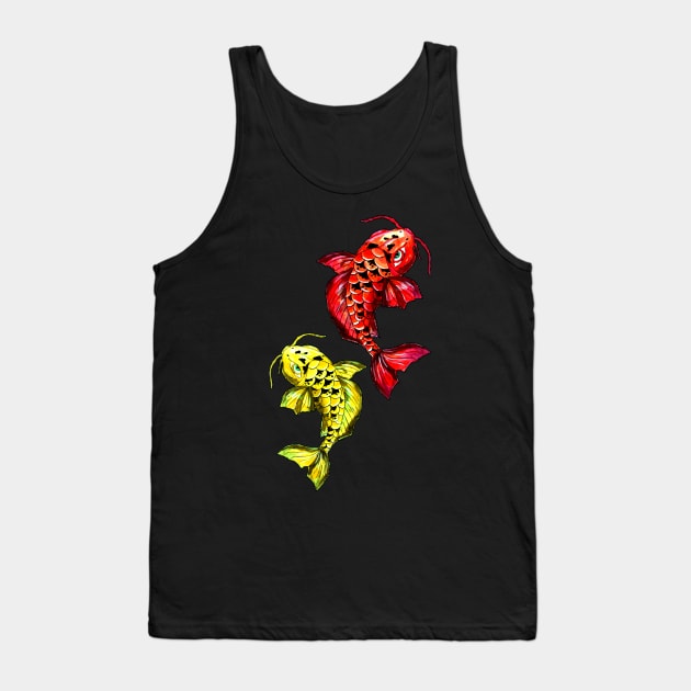 Red and Yellow Koi Carps Tank Top by ZeichenbloQ